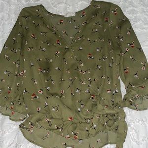 very pretty green blouse with flowers